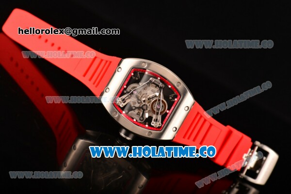 Richard Mille RM 038 Asia Automatic Steel Case with Skeleton Dial and Red Rubber Strap - Click Image to Close
